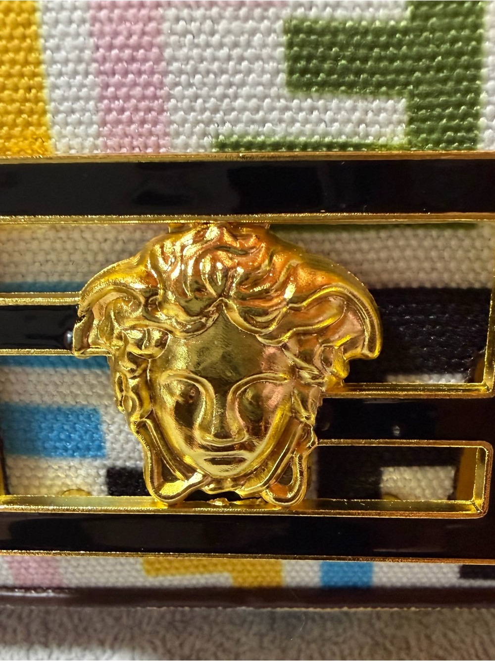 Fendace Multicolor Versace/Fendi Logo Mini Bag with Gold Medusa Accent - Picture 8 of 14